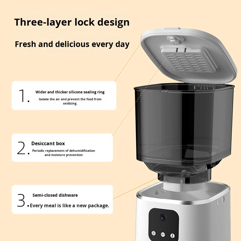 Automatic Pet Feeder for Cats &amp; Dogs with Scheduled Feeding Remote Control WiFi/Video Monitoring APP Support USB Rechargeable