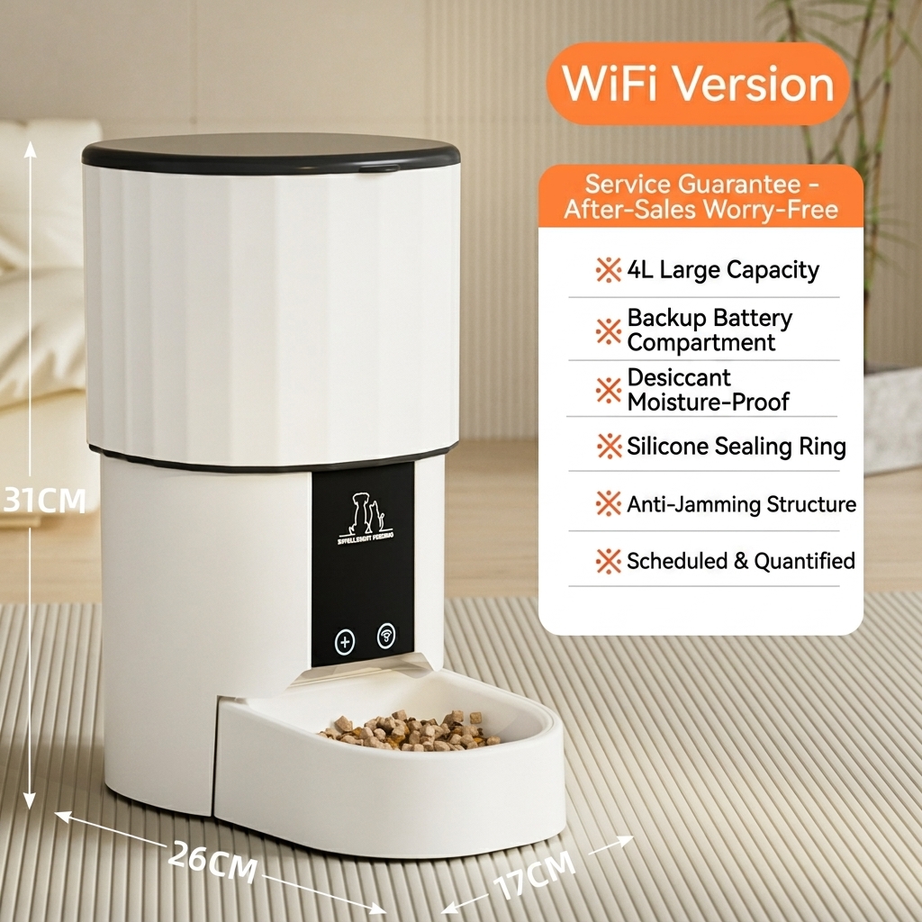 Popular Pet Supplies App Remote Control Custom Feeding Schedule Suitable Wifi Smart Pet Feeder For Multi Pet Family Indoor Use