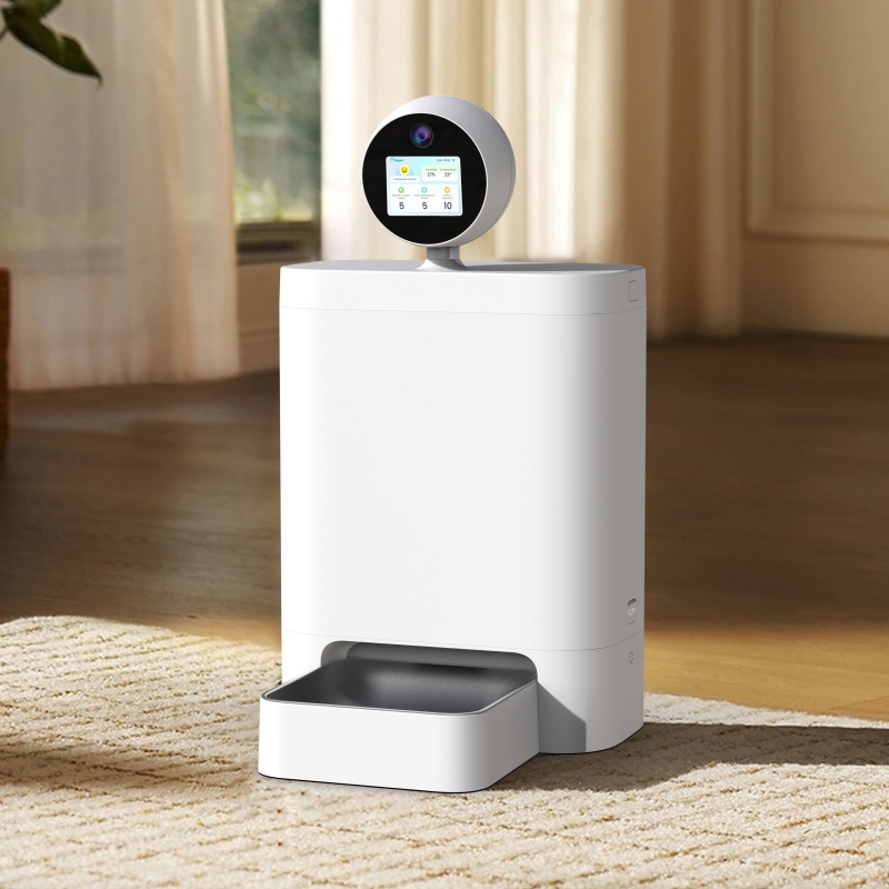 ChongxinIOT Wet Food Automatic Cat Feeder Semiconductor Cooling Heating Stainless Steel Bowls Charge App Control Camera