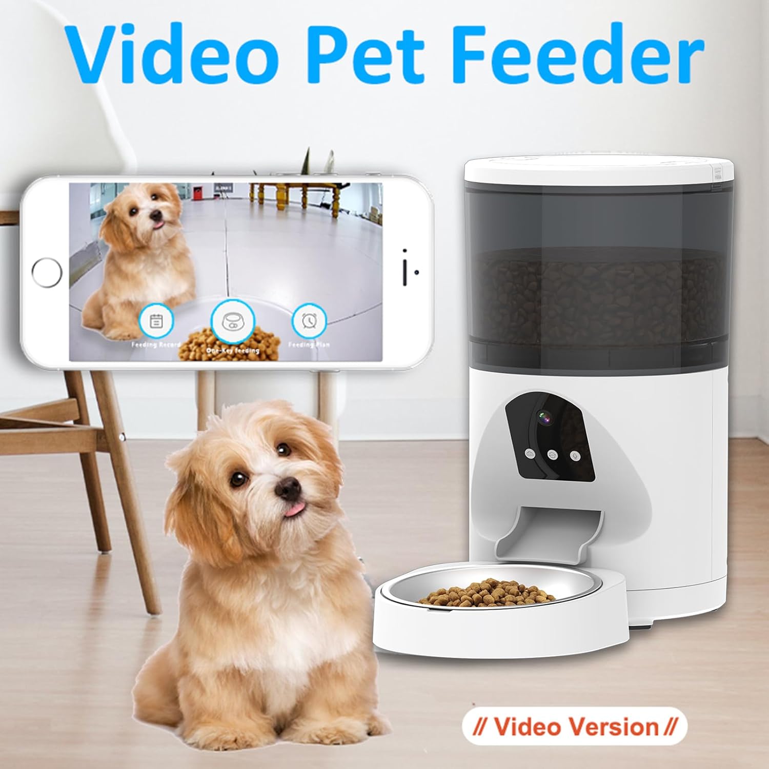Automatic Cat Feeder Camera 3MP HD Live Monitoring Auto Infrared Night Vision Remote App Control Motion Detection Wireless WiFi
