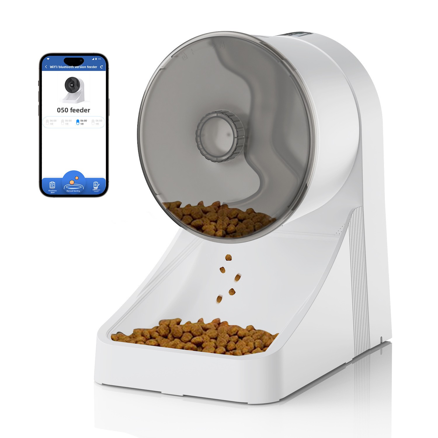 Outdoor Travel Cat &amp; Dog Pet Food Feeder Automatic Dispenser Smartphone Remote Timing Control Wall-Mounted Ferris Wheel-Style