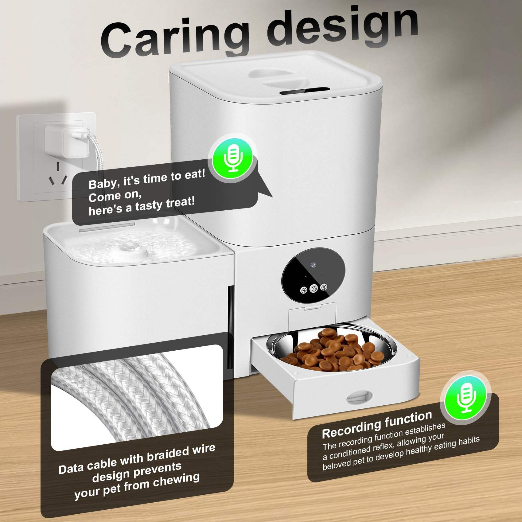 Multi cat Feeder Battery-powered Automatic Pet Feeder/ DualFlow Hydration Dispenser TwinSpout Water Fountain &amp; Feeder Automatic