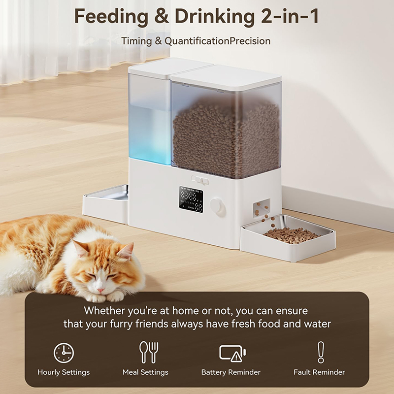 Automatic Smart Pet Feeder 2 in 1 WiFi App Control Timed Cat Dog Food Water Dispenser 5L+3.5L Large Capacity Factory Wholesale