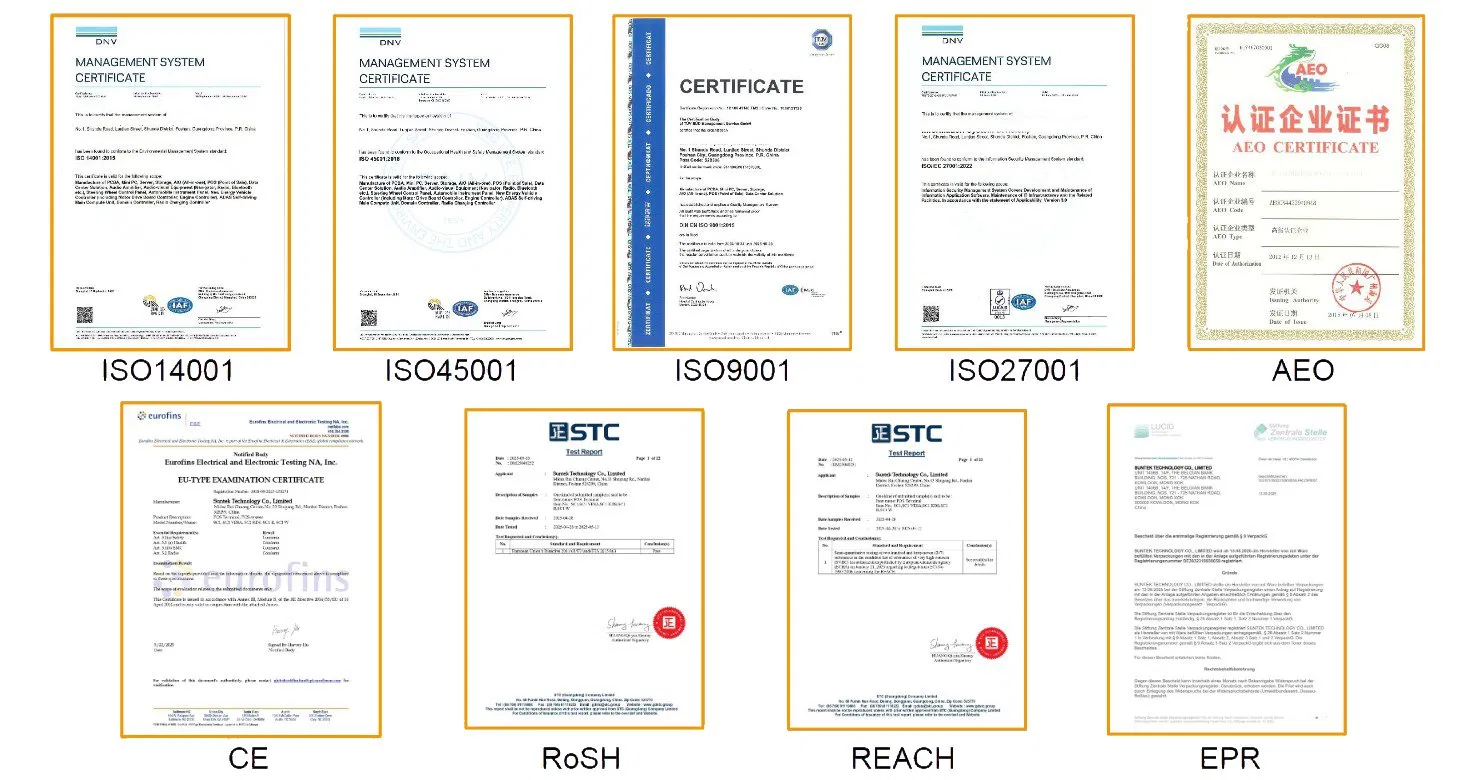 ISO and quality system certificates display