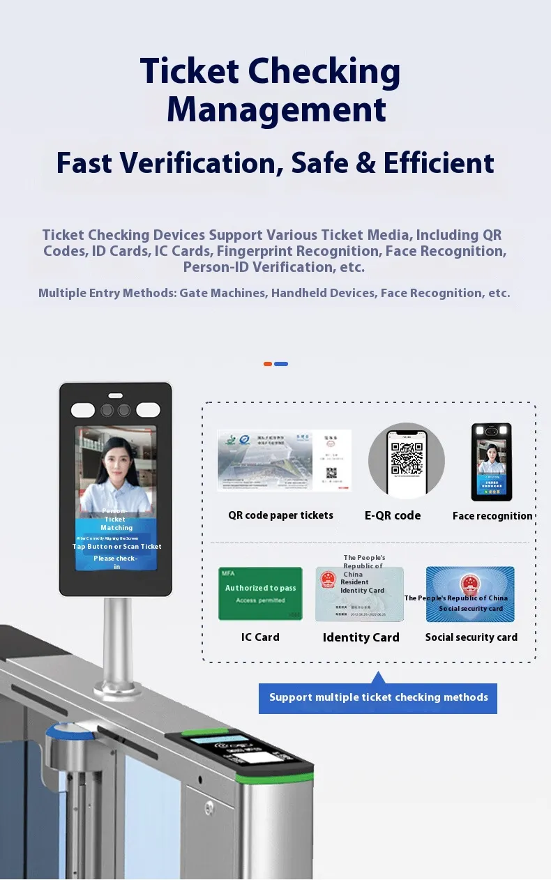 Stadium Pedestrian Turnstile RFID License Plate Recognition Smart Tourism Ticketing Management System