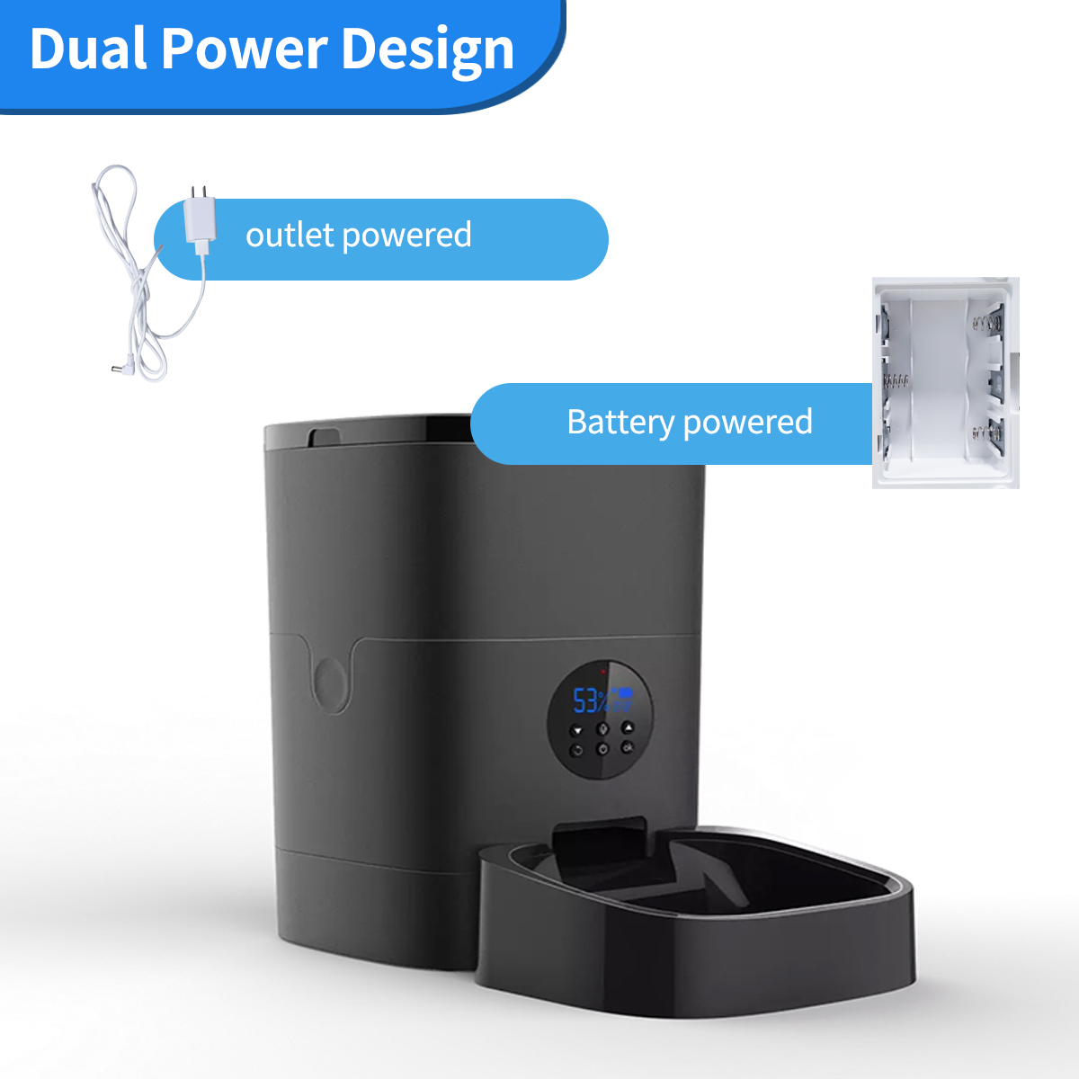 Automatic Cat Feeder Timed Pet Feeder Programmable Control Portion Smart Manual Button Pet Feeder