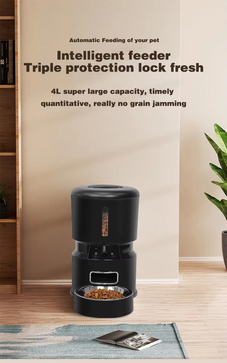 Factory Direct Sell Automatic Cat Food Dispenser 4L Timed Dog Pet Feeder WiFi 1-6 Meals Portion Control Dry Food Auto Cat Feeder