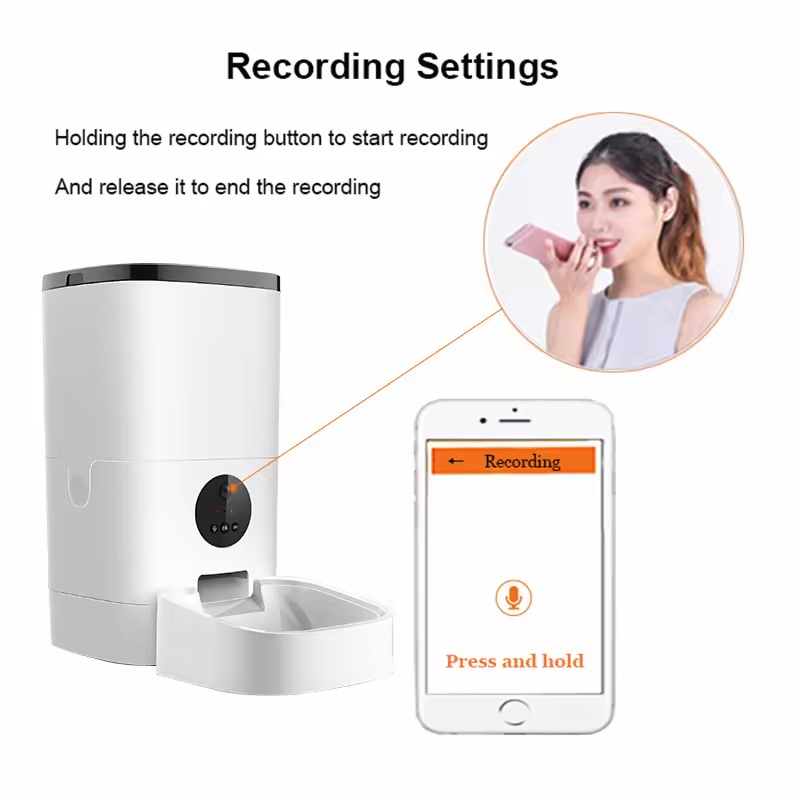 Ready To Ship Timed Alimentatore Per Animali Domestici For Cats &amp; Dogs With 1080P Camera Smart WiFi Food Dispenser