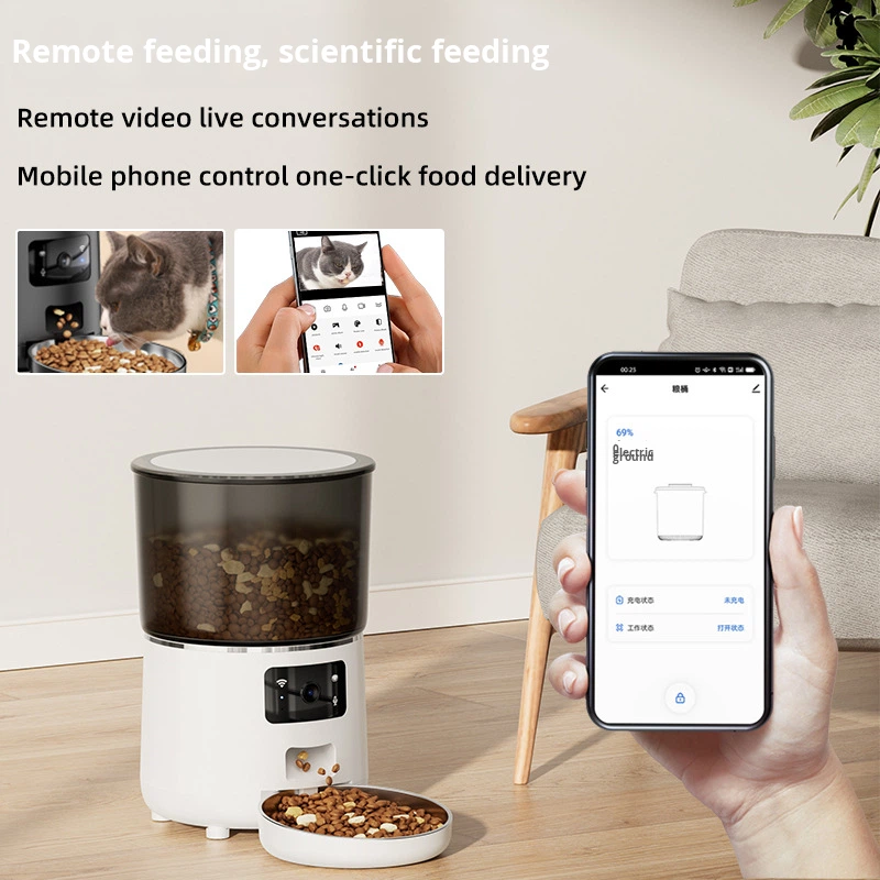 Pet Bowl Automatic Food Feeder Remote WIFI HD Camera Voice Monitoring Cat Dog Large Capacity Intelligent Feeding Detachable