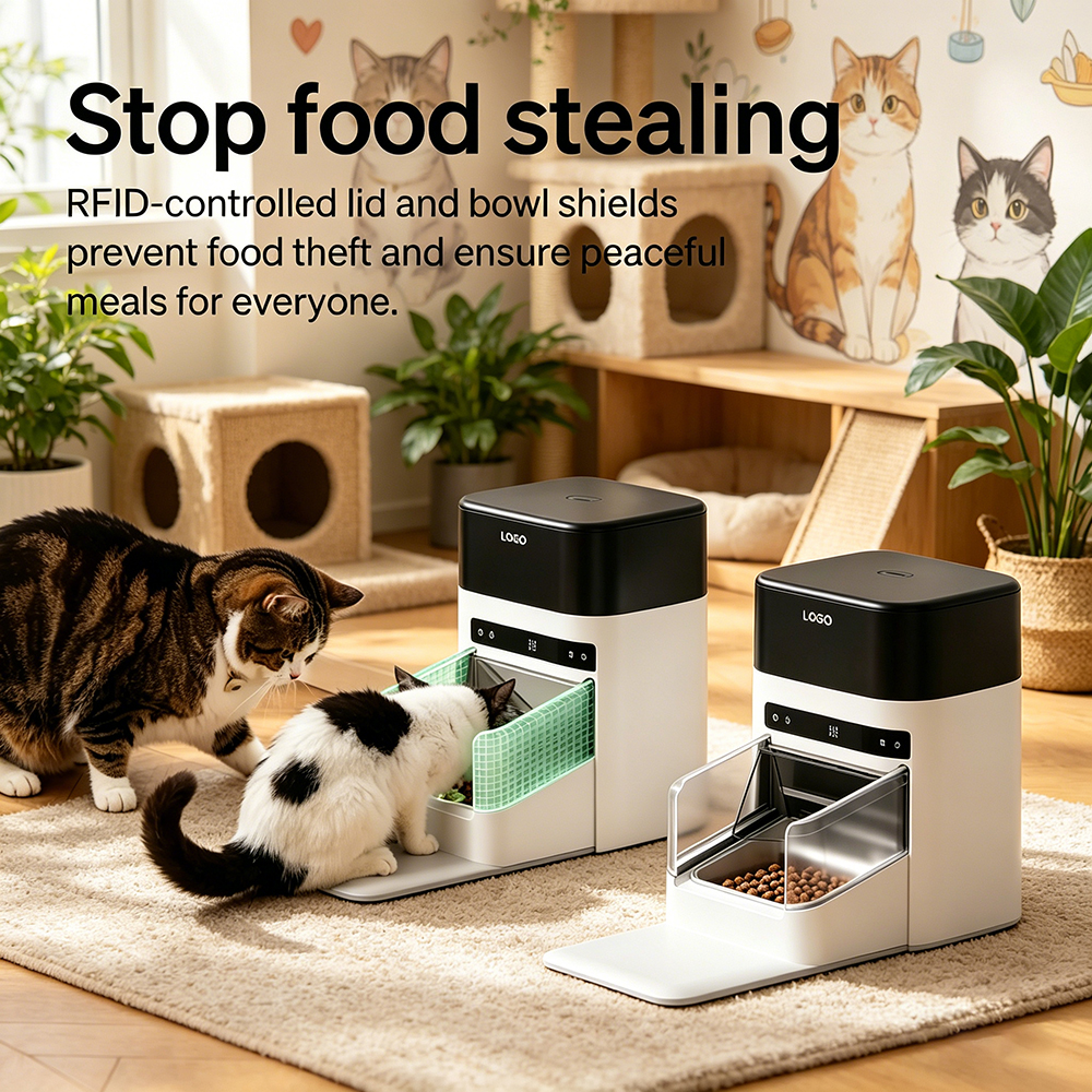 OEM RFID Cat Feeders for 3 Cats Collar Tag for Personalized Meals Cats Recognition Diet Tracking and Anti-Stealing for Multi-Pet