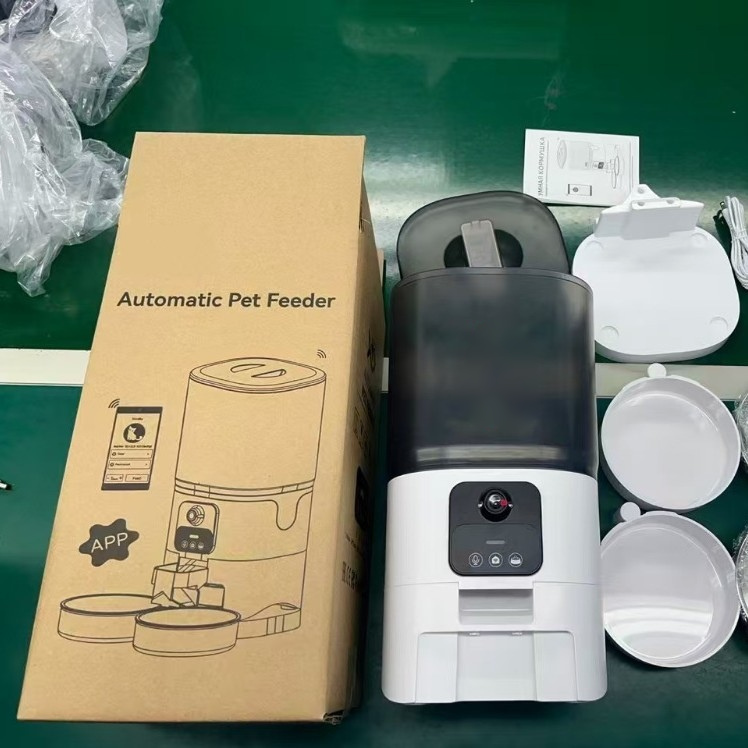 6L Premium Stainless Steel &amp; Plastic Automatic Dog Feeder with Remote Control App Battery Powered for Precise Portion Feeding