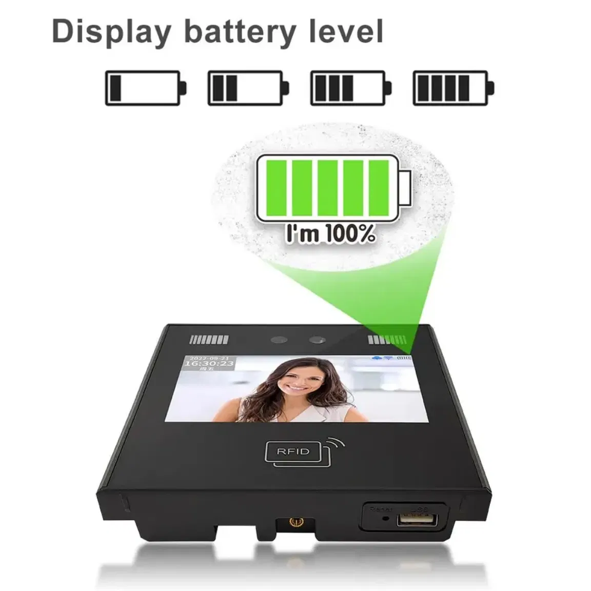 Backup Battery Optional Cloud Software Biometric Ai Face Recognition RFID Time Attendance System