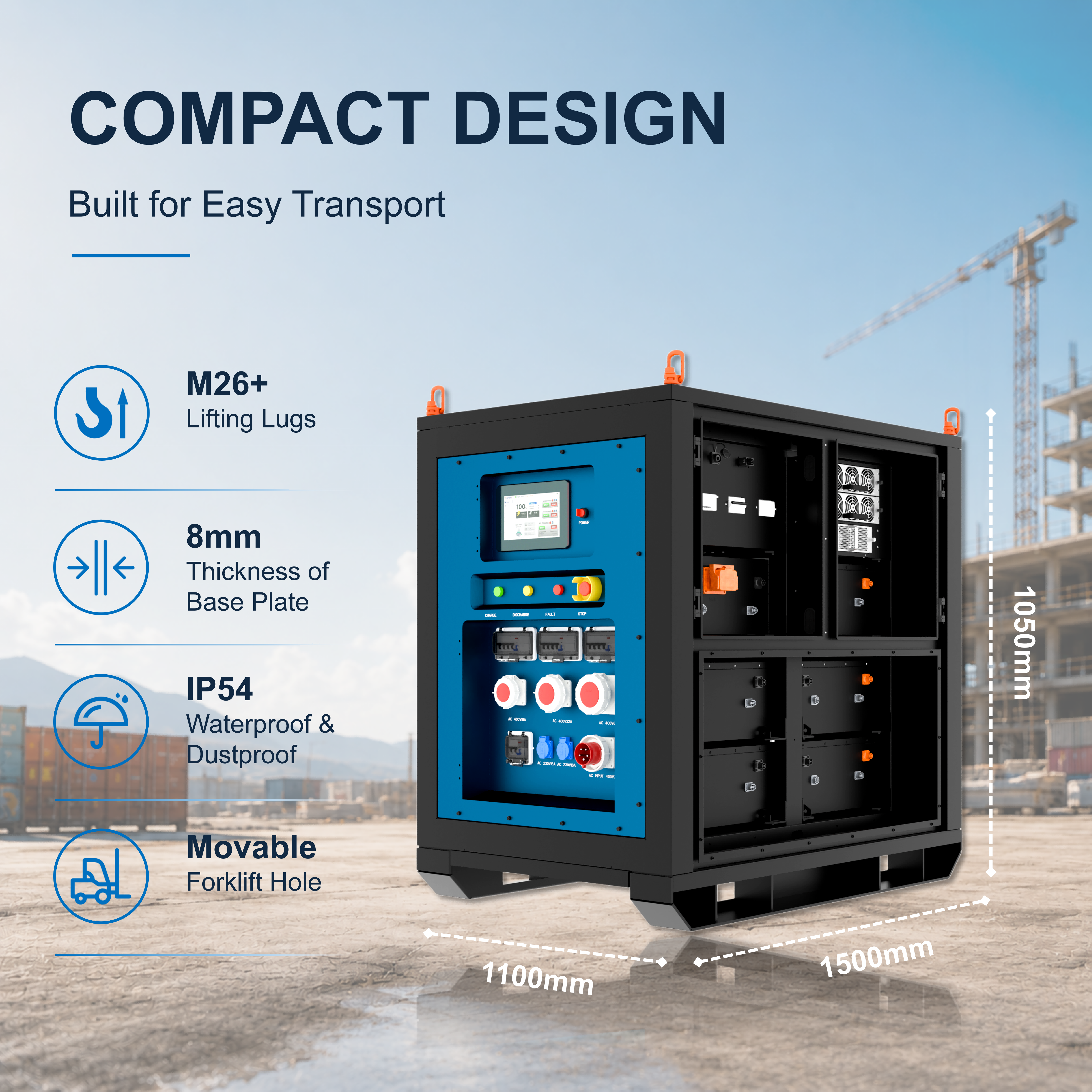 60kWh Mobile Energy Storage System Portable BESS For Temporary Power Emergency Backup And Construction Site Power Supply