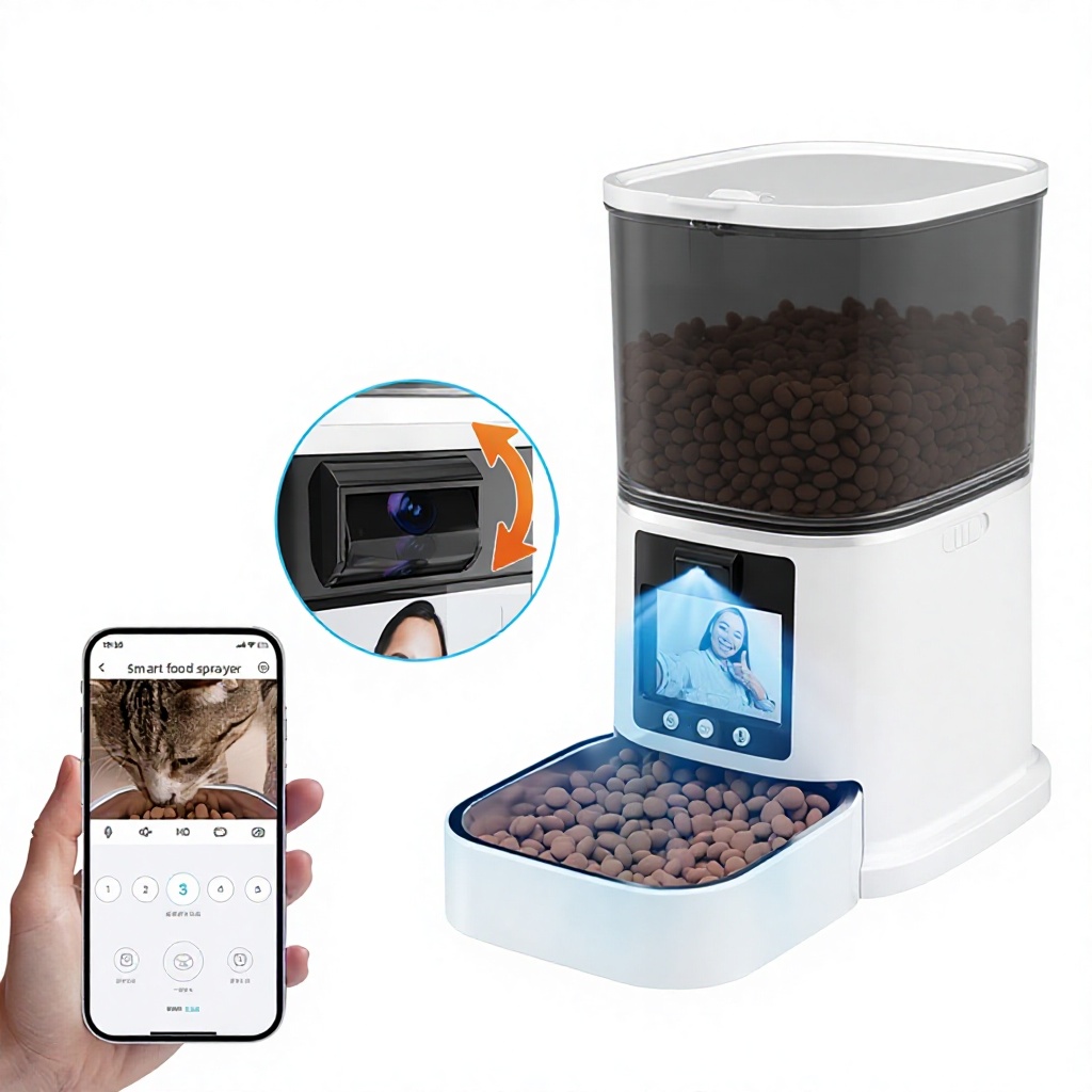 Customizable Pet Feeder Adjustable Camera Smart Automatic Feeding Two-way Video Calling AI-powered Recognition App Interaction