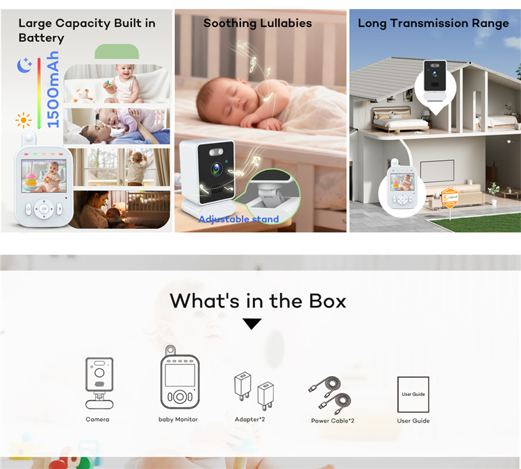 NEW 2.8 Inch Display 720P Night Vision Lullaby 2.4GHz Wireless Audio Video Temperature Feeding Timer Baby Camera Monitor NO Wifi