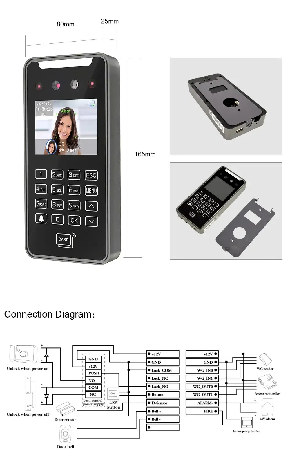 5000 Users Capacity RFID Card WiFi Biometric Facial Recognition Attendance System 2