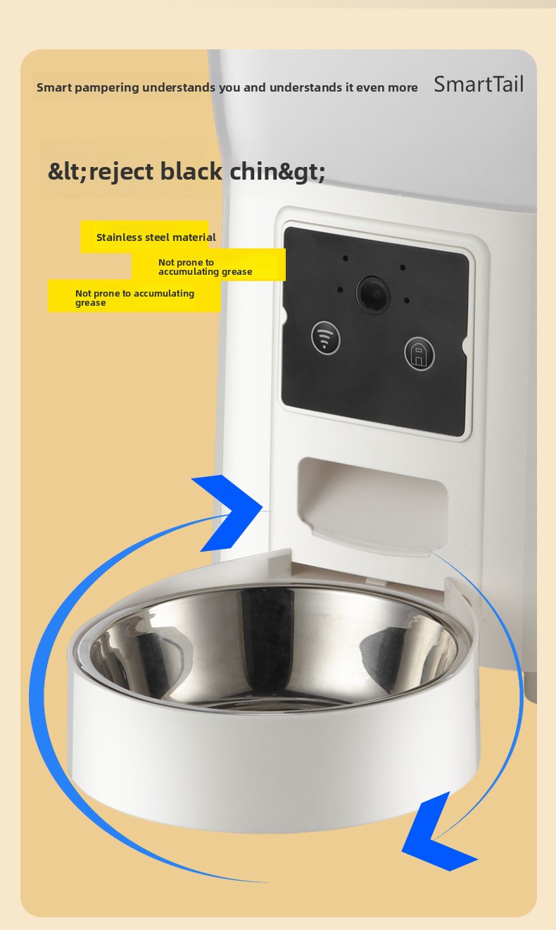 APP Controlled Automatic Pet Feeder Timer Food Dispenser with Camera Dual Stainless Steel Bowls for Cat Dog Scheduled Feeding