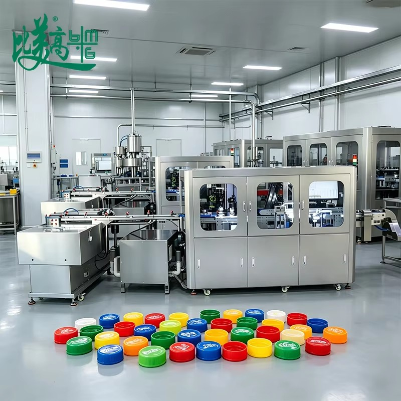 High Speed Automatic Milk Bottle Cap Feeding CCD Vision Inspection System with Auto Reject for Deformation, Flash, Black Spot, Dirt, Short Shot, Scratch, Stain