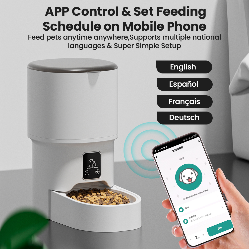 Premium Large Capacity Easy Wash Wifi App Remote Timing Quantitative Feeding Anti JamSmart Pet Feeder For Pet Store