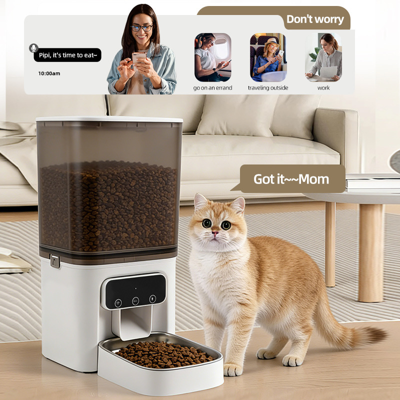 Cross-Border New Automatic Smart Feeder 4L Cat &amp; Dog Smart Remote-Controlled Timed Quantitative Non-Jamming Food Dispenser