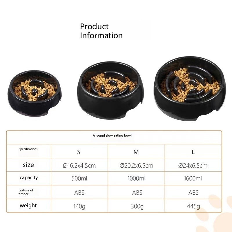 Healthy Pet Supplies Fashion Black Slow Food Bowl Anti-Choking Anti-bloating Feeder to Reduce Obesity and Make Mealtimes Fun