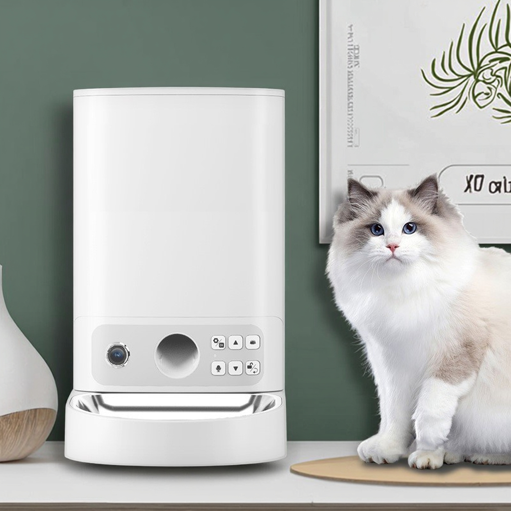 Smart Pet Feeder with Camera 2.4GHz APP Control Sound Notifications Automatic Pet Feeder App Timing Quantitative for Cat and Dog