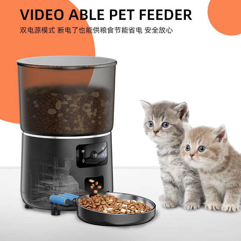 Video Wifi APP Control 4L Dog Cat Food Dispenser Timed Pet Feeder Automatic Pet Feeder with Stainless Steel Bowl