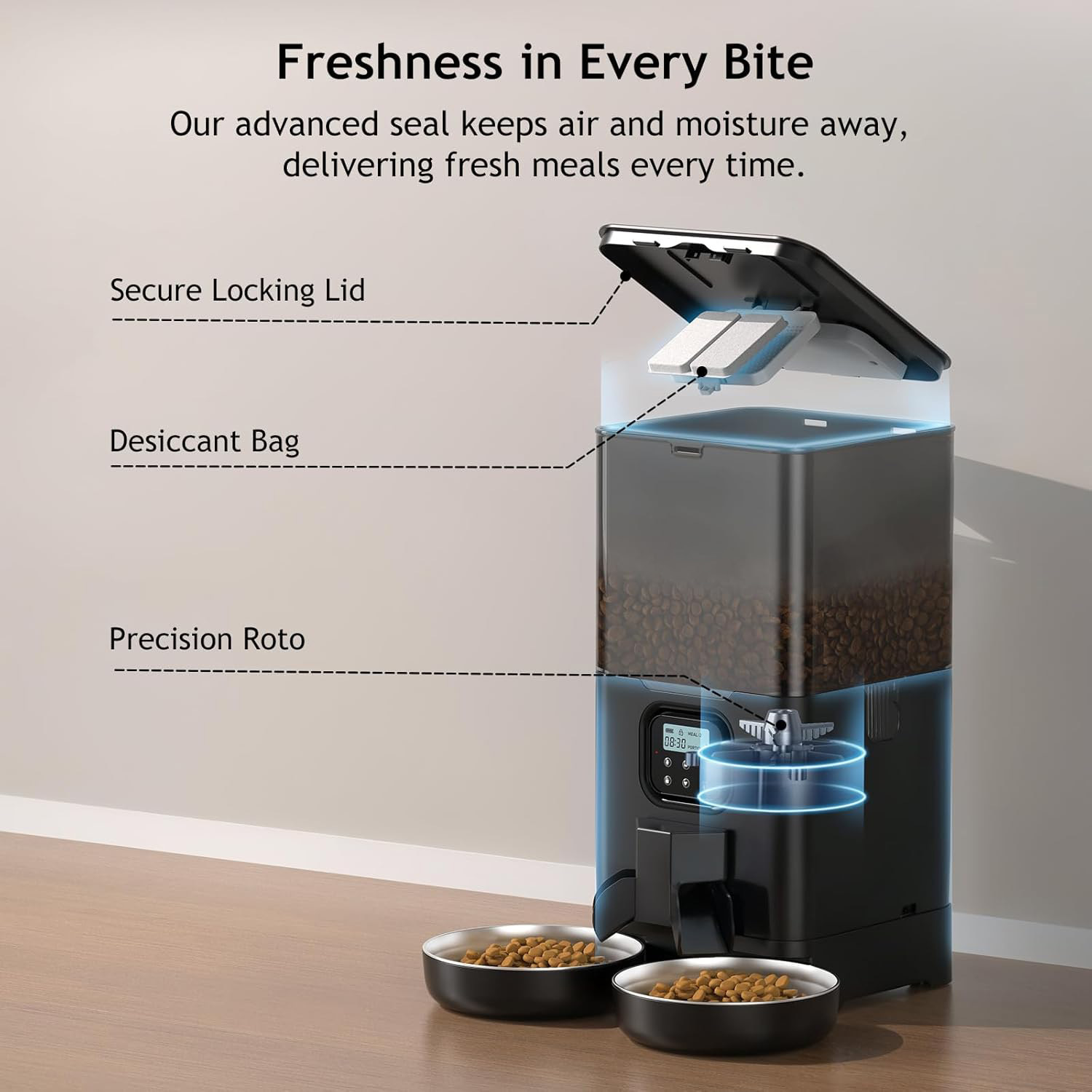 Anti-clog Auto Schedule Bpa Free Automatic Pet Feeder 6L 25.4 Cups Wifi Smart Cat Feeder for Cats and Dogs