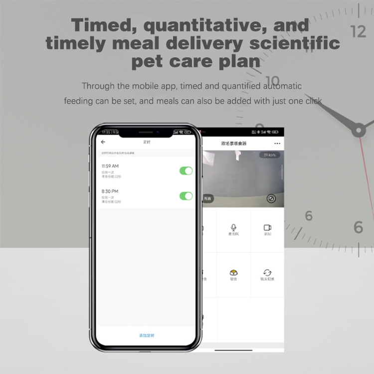 Electric Smart WIFI Eco-Friendly Plastic Battery-Powered Automatic Pet Food Bowls for Cats with Timed Feeding and Dual Camera