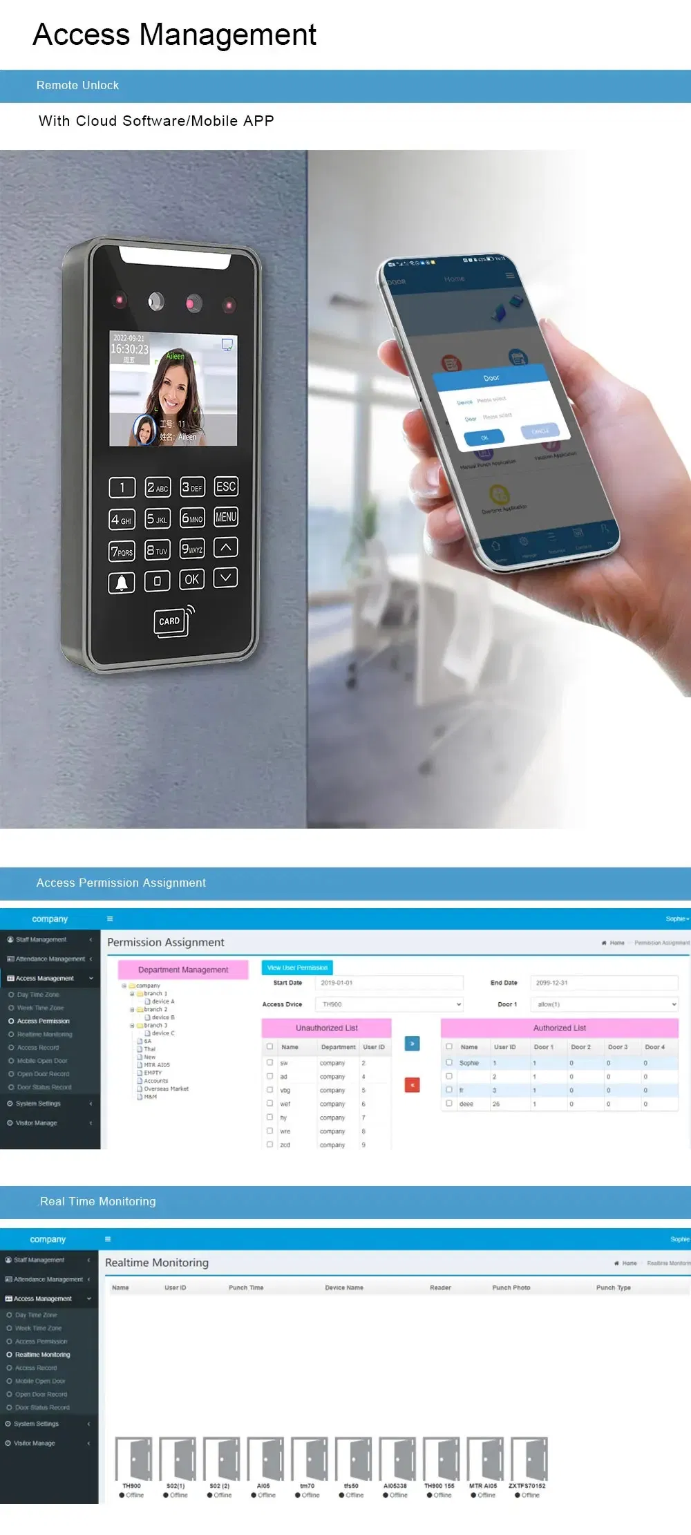 5000 Users Capacity RFID Card WiFi Biometric Facial Recognition Attendance System 4