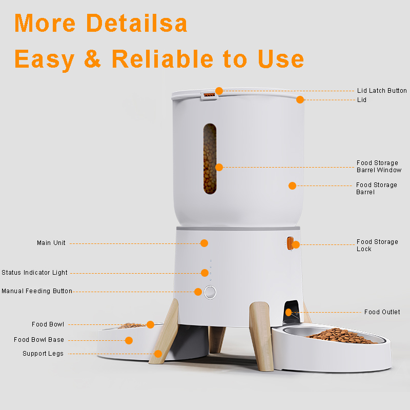 Smart Feeder With Custom Voice Message Recorder Attract Pets to Eat Encourages Positive Feeding Behavior