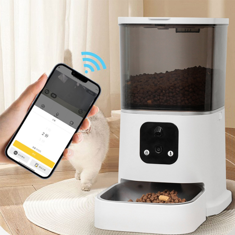 Electric Smart WIFI Eco-Friendly Plastic Battery-Powered Automatic Pet Food Bowls for Cats with Timed Feeding and Dual Camera
