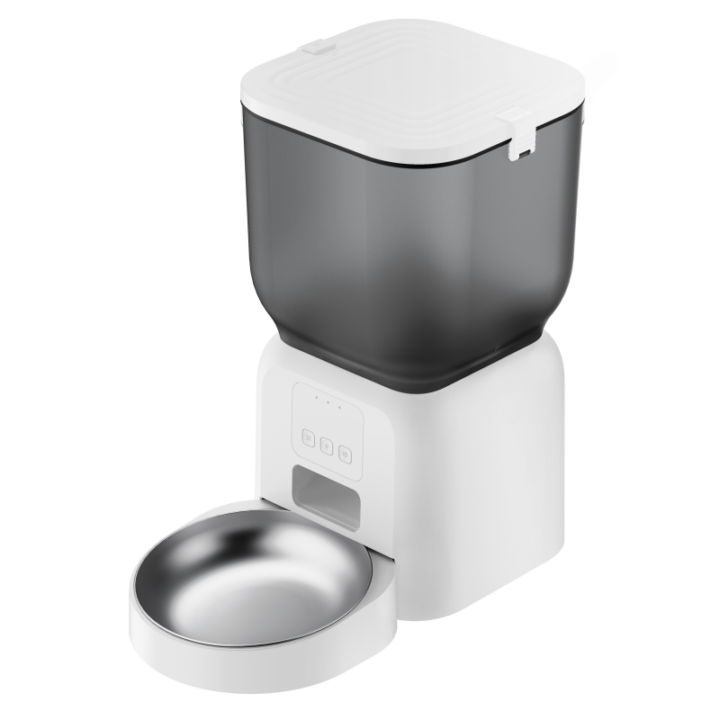 Smart 4L Square Stainless Steel Waterproof Battery Pet Feeder Automatic Timed Bowl Tuya WiFi App Control Easy Clean Indoor Use