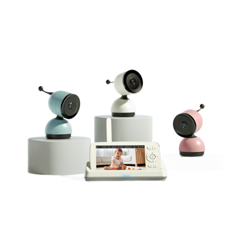 SIXWGH 5" Screen Baby Monitor System with Smart Camera-Cry Detection Feeding Reminder Medical-Grade Security 3500mAh LongBattery