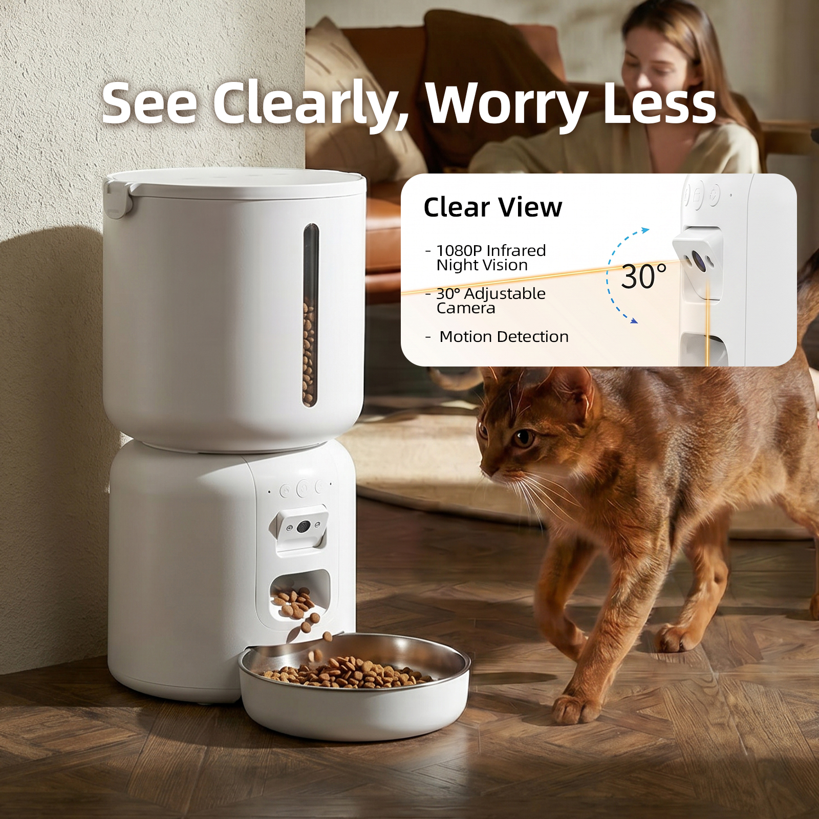 New Series Automatic Pet Feeder Voice Recording Wireless Power Supply Wifi APP Connection Cat Feeder