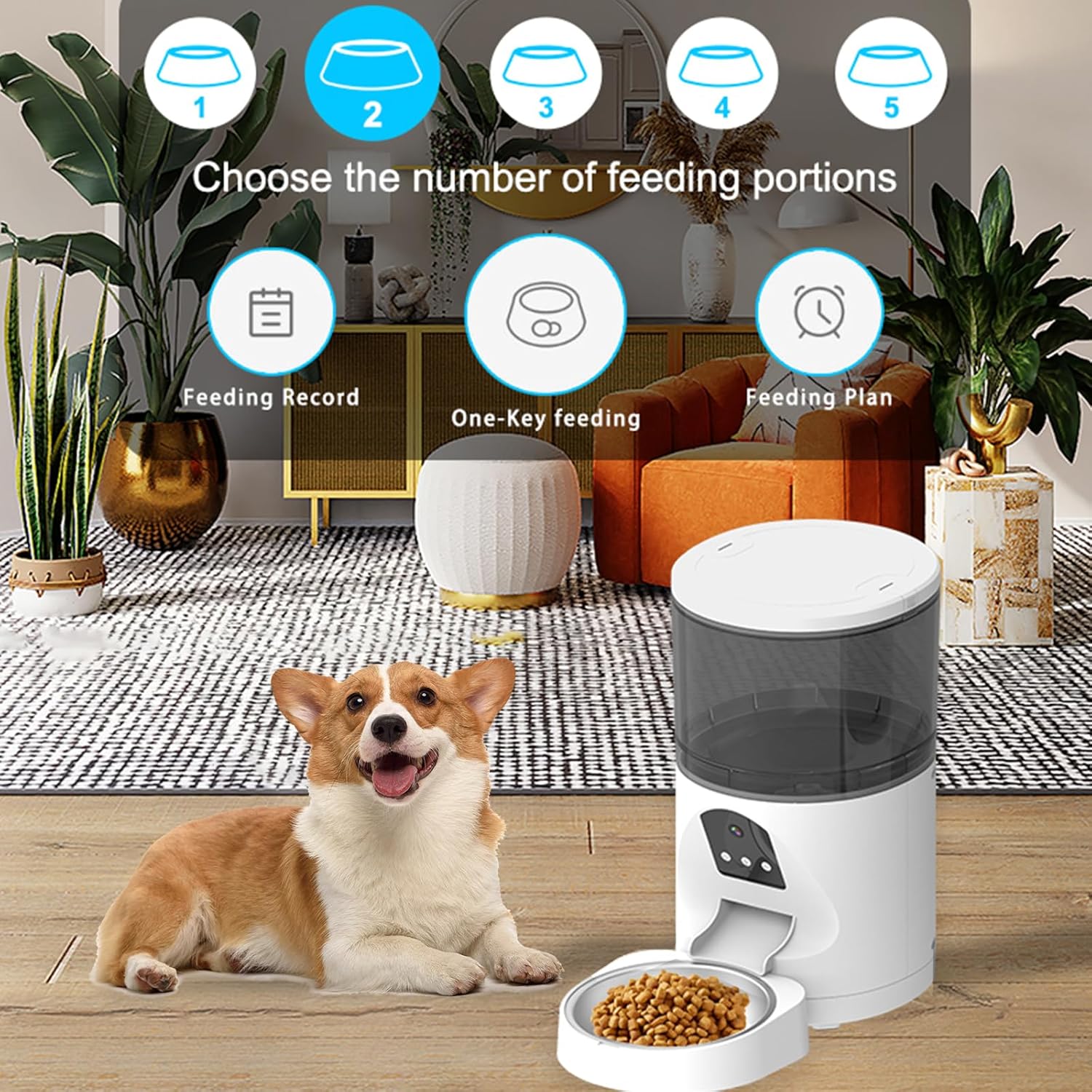 Automatic Cat Feeder Camera 3MP HD Live Monitoring Auto Infrared Night Vision Remote App Control Motion Detection Wireless WiFi