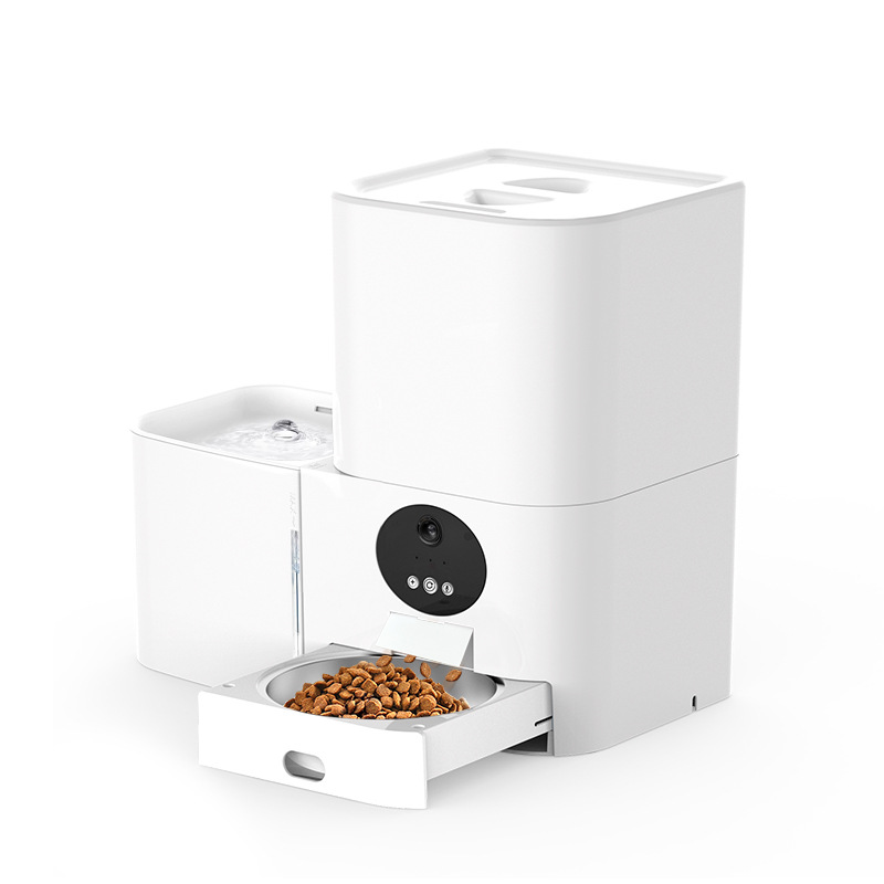 Multi cat Feeder Battery-powered Automatic Pet Feeder/ DualFlow Hydration Dispenser TwinSpout Water Fountain &amp; Feeder Automatic