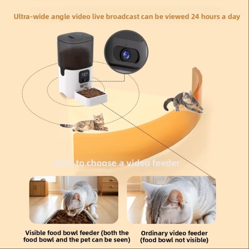 6L Automatic Pet Feeder, Timed Feeding Dispenser with Optional WiFi Camera &amp; Stainless Steel Bowl for Small Cats and Dogs