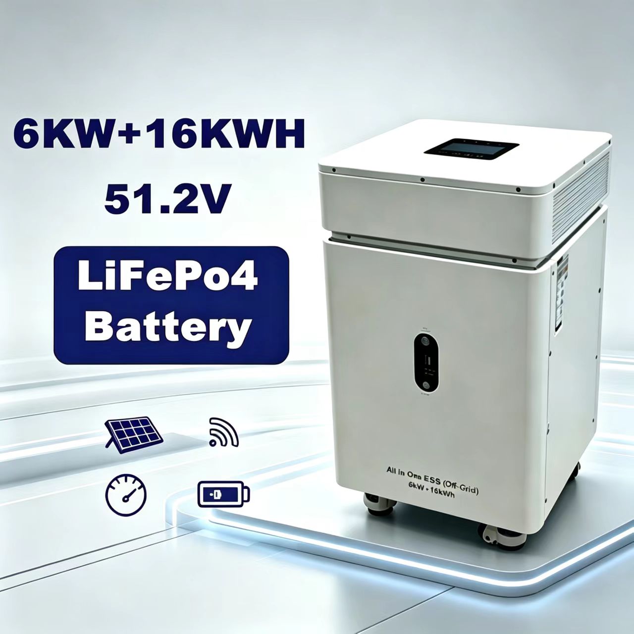 All-In-One Stackable Inverter Battery System ESS 6KW+16KWH Lithium Battery Hybrid Grid Solar Charging WIFI Monitoring With BMS