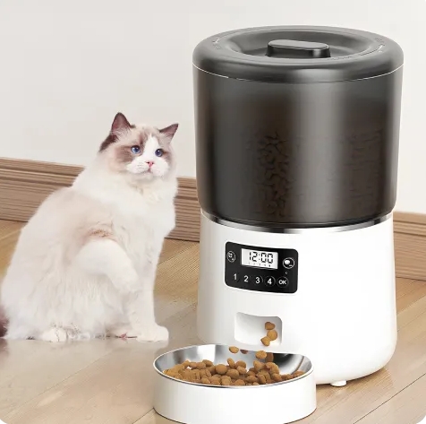4L Automatic Cat Feeder with Timer, Portion Control, Dual Power Supply, Voice Recording, Dry Food Dispenser for Pets