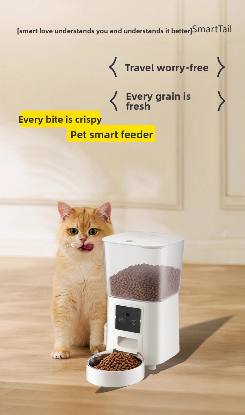 APP Controlled Automatic Pet Feeder Timer Food Dispenser with Camera Dual Stainless Steel Bowls for Cat Dog Scheduled Feeding