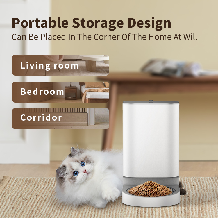 Smart Pet Feeder 4L Semi Automatic Stainless Steel Bowl Waterproof WiFi Mobile App Remote Control Portable Indoor Outdoor Cats