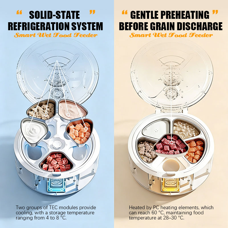 Automatic Cat Feeder Wet Food Refrigerated 5 Meals 3 Days App-Controlled Dishwasher-Safe Easy Clean