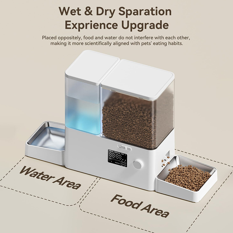 Automatic Smart Pet Feeder 2 in 1 WiFi App Control Timed Cat Dog Food Water Dispenser 5L+3.5L Large Capacity Factory Wholesale