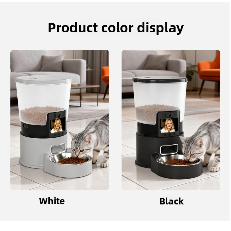 1080P Video Smart Pet Feeder 5L Automatic Dog Cat Food Dispenser with 304 Stainless Steel Bowl WiFi App Remote Two-way Audio