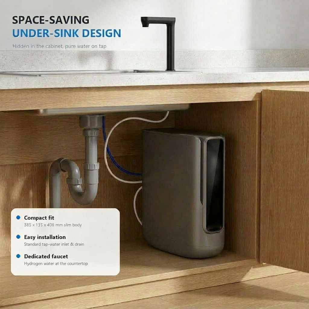 New Design SPE PEM Molecular Hydrogen Water Filter Reverse Osmosis Hydrogen Water Under Sink RO Water Purifier Dispenser Machine