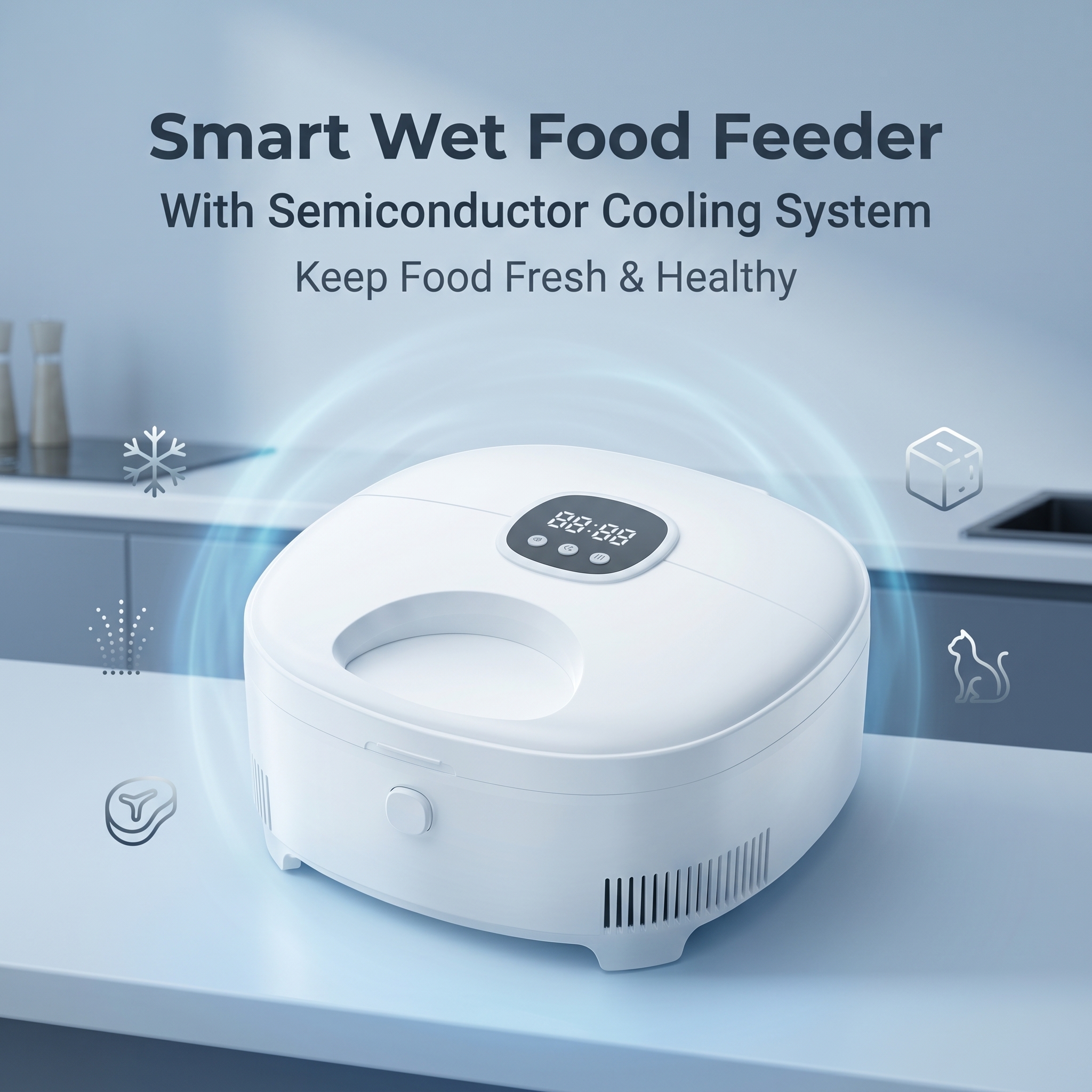 Smart Wet Food Feeder for Cats and Dogs With Semiconductor Cooling System 24H Fresh Keeping 5 Meal Trays Programmable Timer