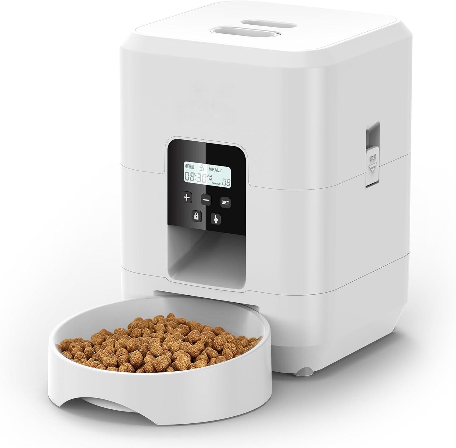 2025 New Design Automatic Cat/Dog Food Dispenser Portable Smart WiFi Pet Feeder Portion Control Dual Power Anti-Jam Features