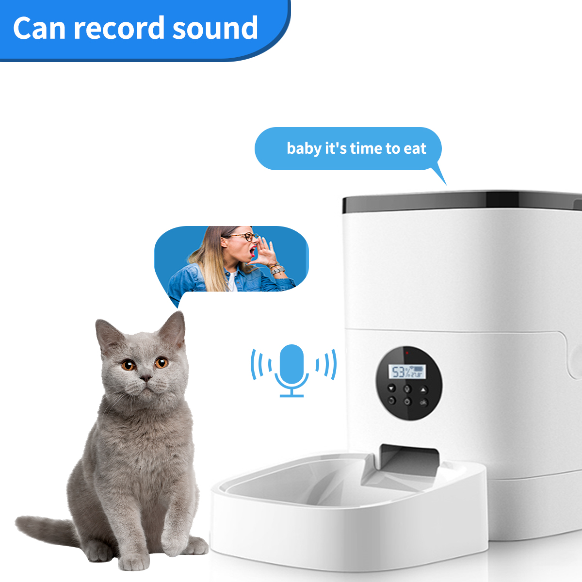 Automatic Cat Feeder Timed Pet Feeder Programmable Control Portion Smart Manual Button Pet Feeder