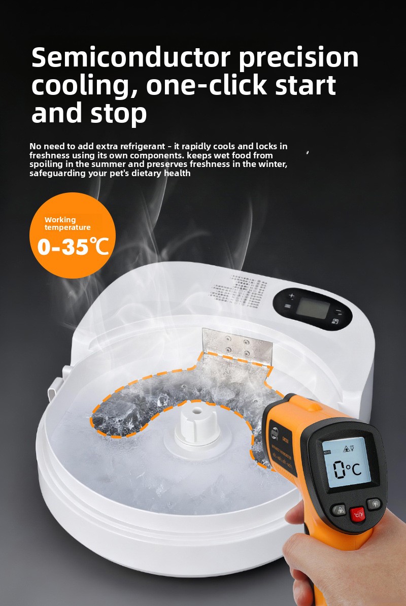 Wet Food Automatic Feeder with Cooling, Semiconductor Refrigeration, with Timer, Washable, for Cats